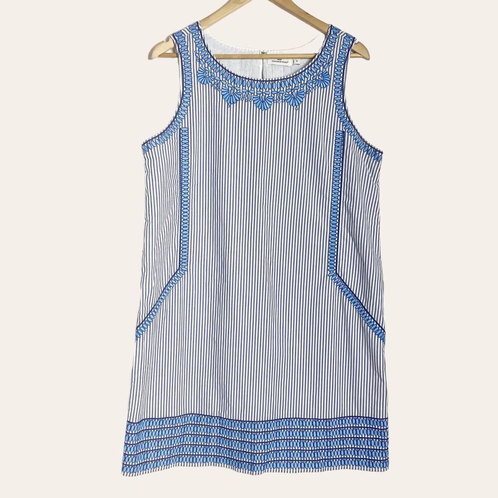 Vineyard Vines Floral Striped Embroidered Shift Dress Size 12